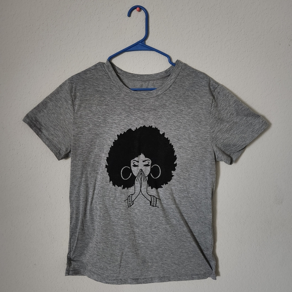 Casual T Shirt, Short Sleeve, Praying Female
